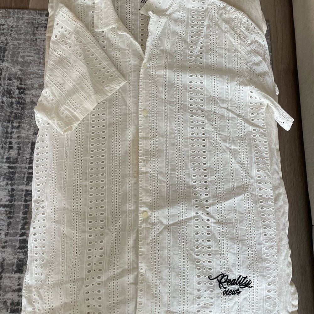 Zara White Eyelet Blouse